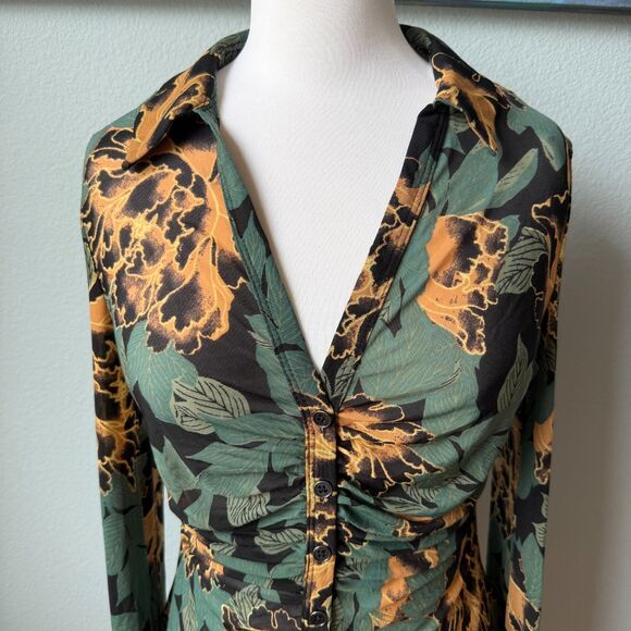 Free People Lucky Shirtee Floral Button Up Size Medium - Picture 4 of 9